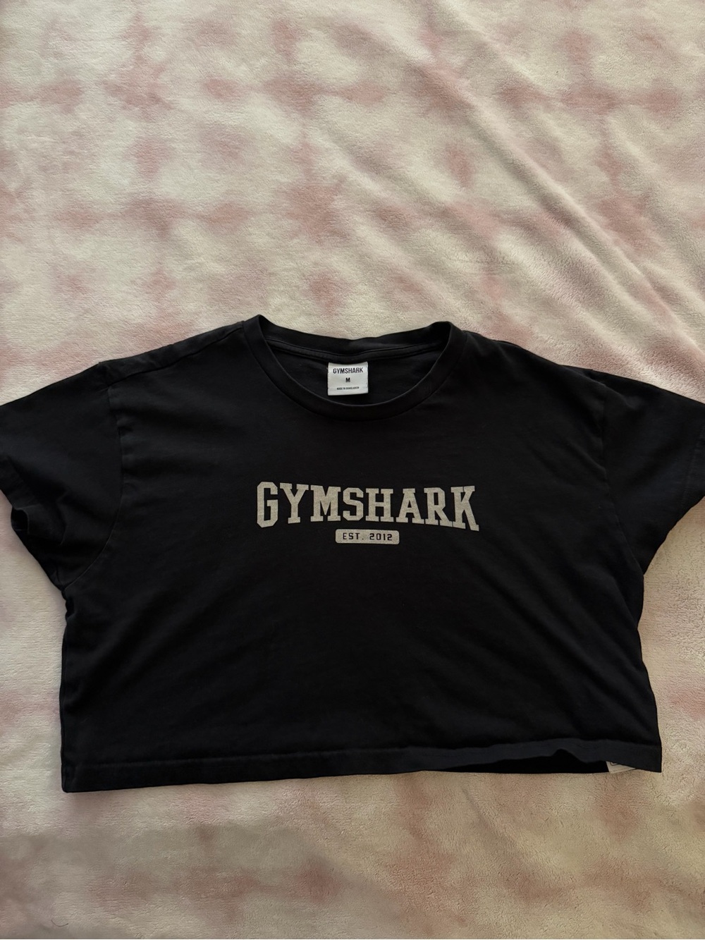 Gymshark Black Crop Tee with White Logo